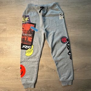 BURBERRY CHILDREN KIDS GRAY GRAPHICS SWEATPANTS 8Y